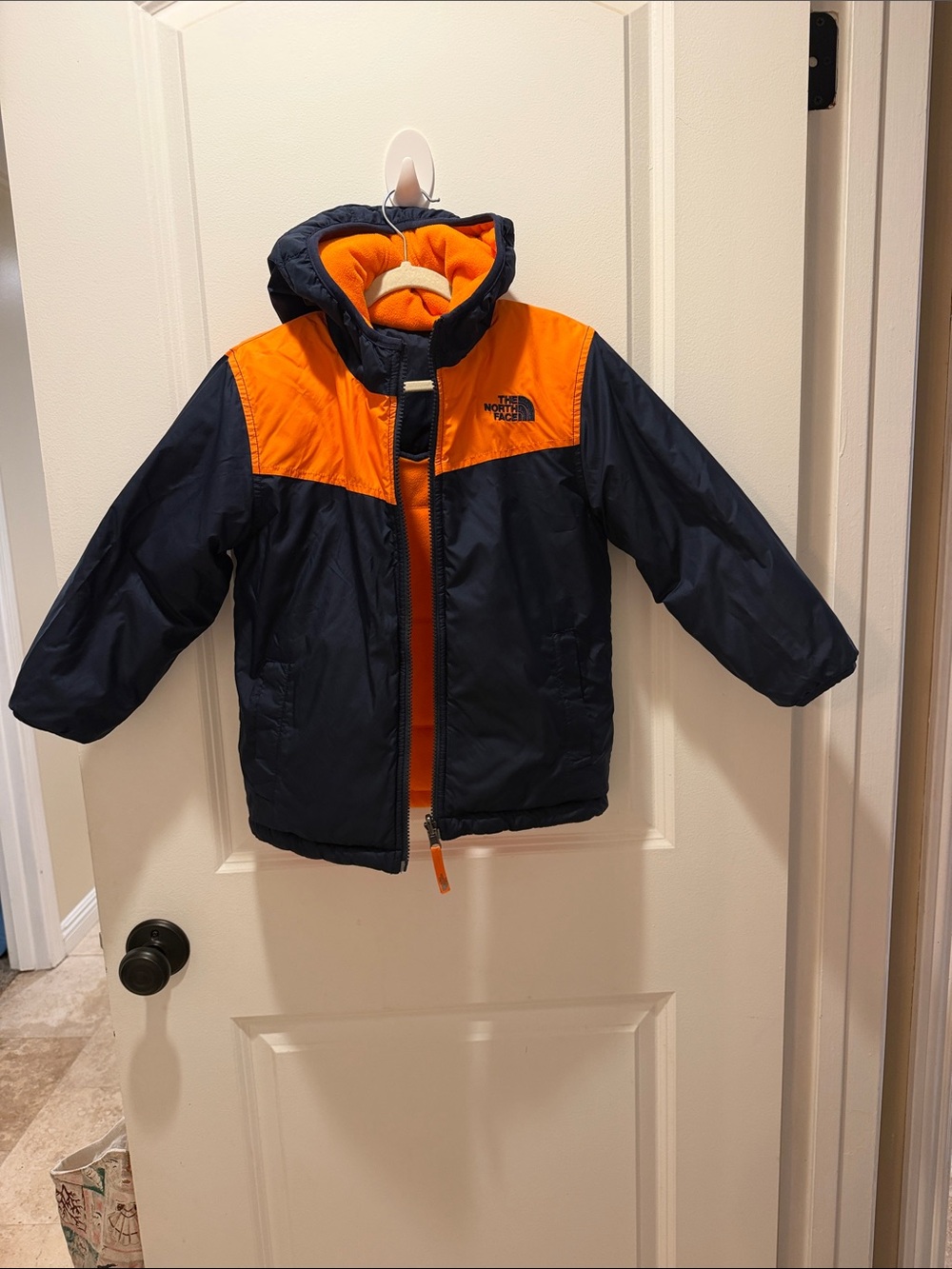 The North Face Navy & Orange Hooded Puffer Jacket